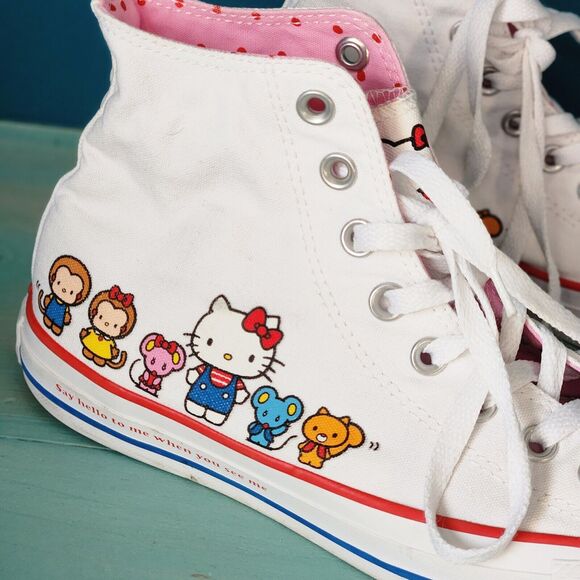 Converse x Sanrio Hello Kitty Kawaii High Top Women's Size 9.5 Sneakers Rare - Picture 2 of 16